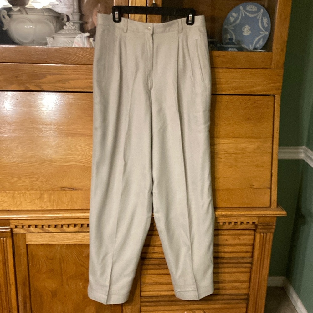 Liz Claiborne Straight Leg Pleated Lined Rayon Cuffed Dress Pants